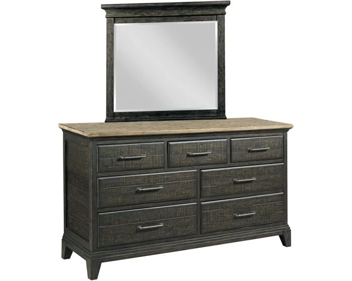 Kincaid Furniture Plank Road Farmstead Dresser with Jessup Mirror in Charcoal