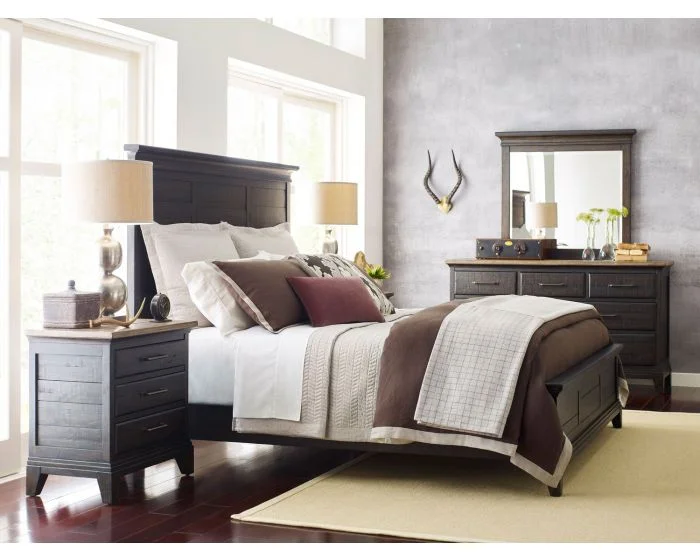 Kincaid Furniture Plank Road Jessup Panel Bedroom Set in Charcoal