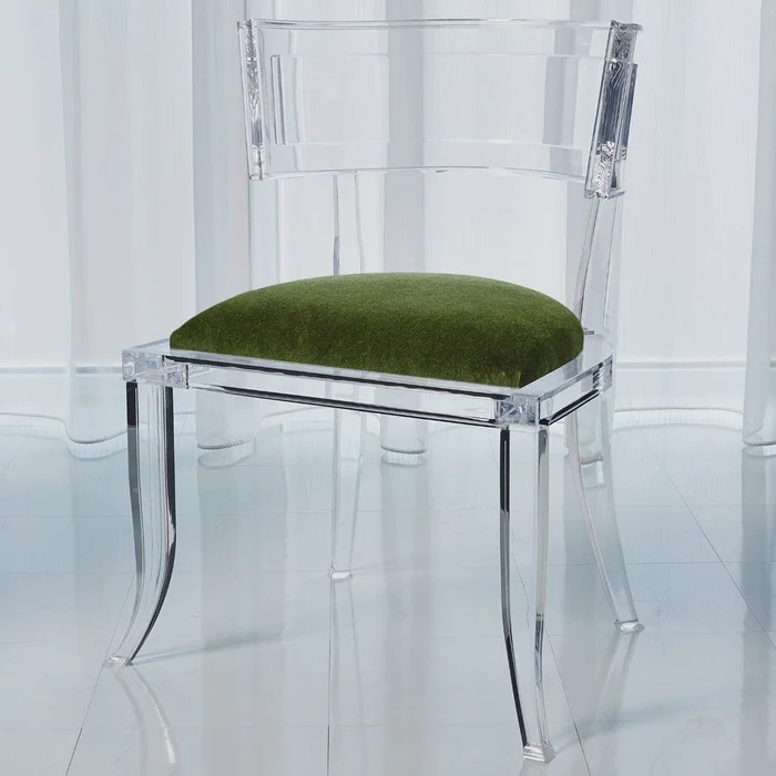 Klismos Acrylic Chair with Mohair Seat