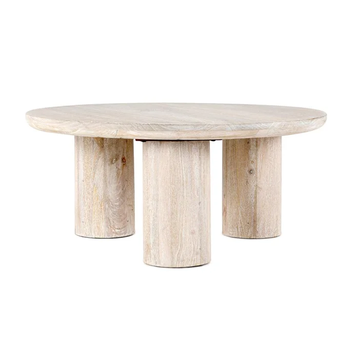 Kosas Home – Beau Solid Wood Round White Coffee Table – 51011497