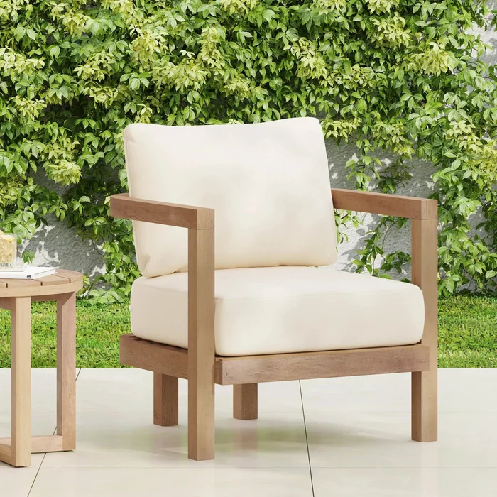Laila Outdoor Acacia Wood Patio Club Chair