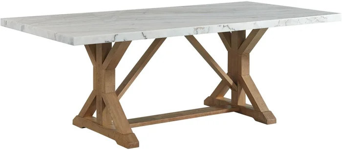 Lakeview Rectangular Standard Height Dining Table in White Marble