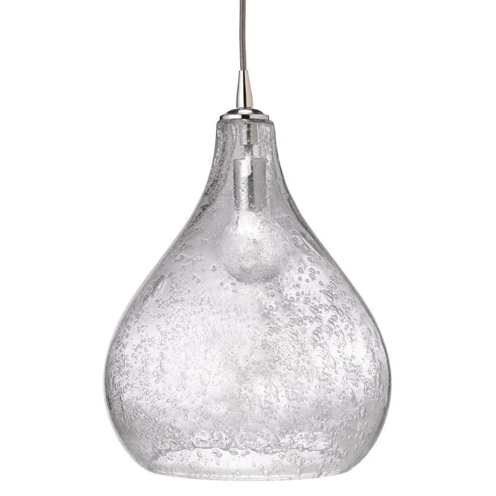 Large Curved Pendant in Clear Seeded Glass