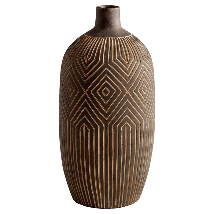 Large Dark Labyrinth Vase – Silver-Grey-Smoke