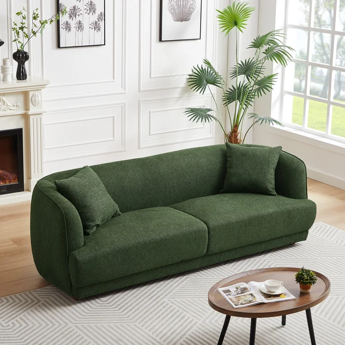 Larisa Green Mid Century Modern Linen Sofa