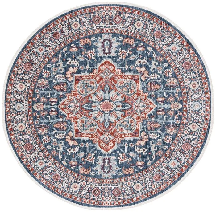 Lauren Ralph Lauren – 1411 Rug – 6-7in X 6-7in Round – Navy / Red Ivory