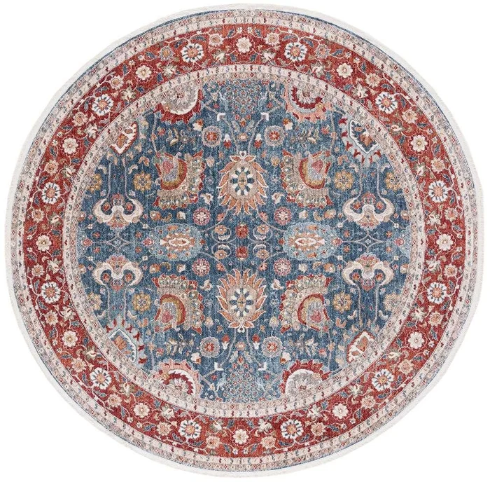 Lauren Ralph Lauren – 1412 Rug – 6-7in X 6-7in Round – Navy / Red Ivory