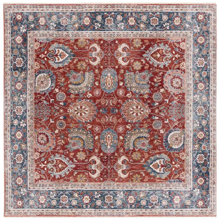 Lauren Ralph Lauren – 1412 Rug – 6-7in X 6-7in Square – Red / Navy Ivory