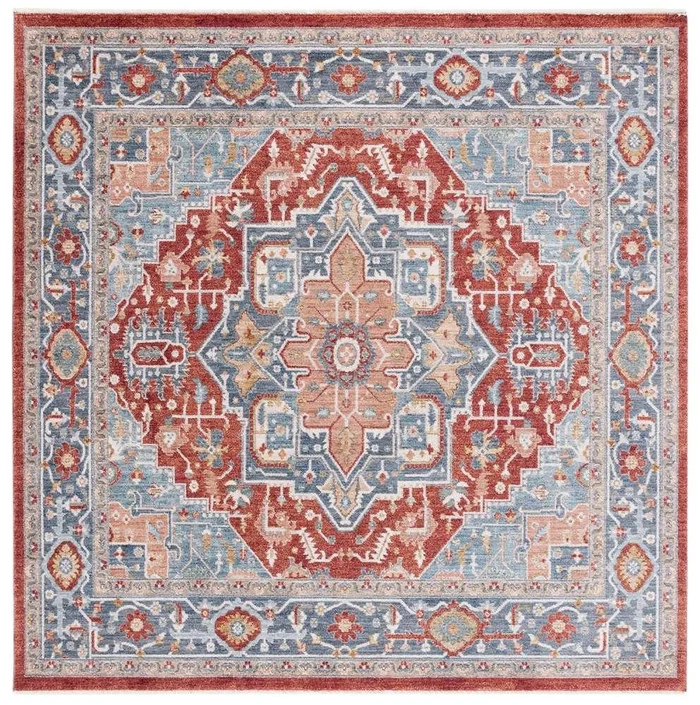 Lauren Ralph Lauren – 1415 Rug – 6-7in X 6-7in Square – Blue / Red Ivory