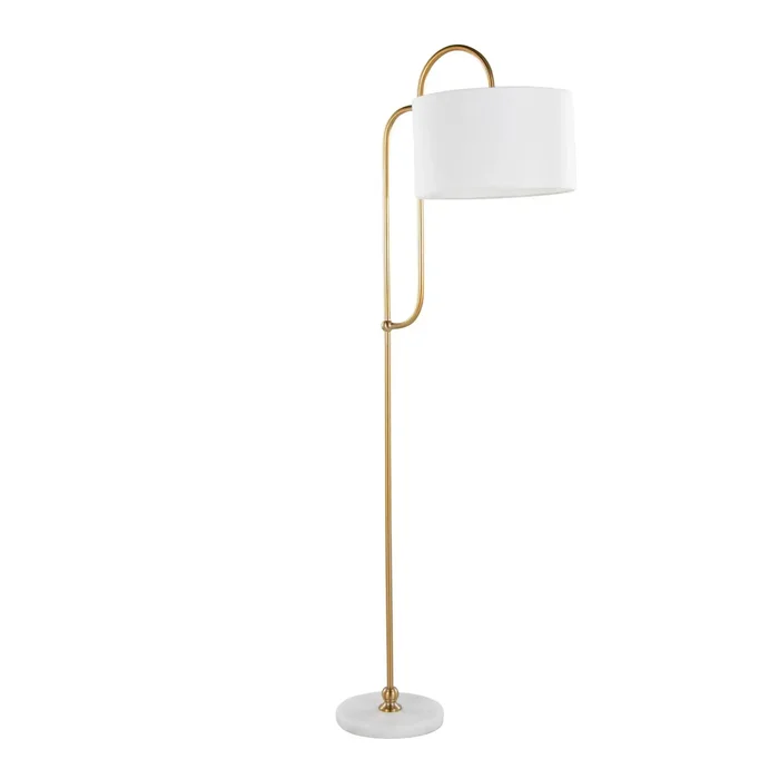Leslie – Glam / Art Deco Floor Lamp – Gold / White