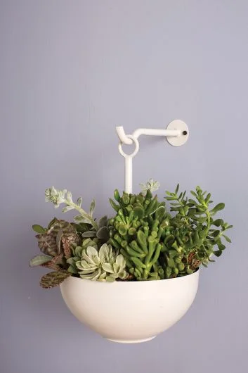 Leti Hanging Bowl/Wall Planter Set Of 2 By Accent Decor – White – Metal – 55085