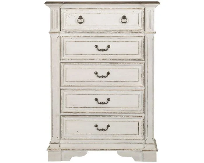 Liberty Furniture Abbey Park Five Drawer Chest in Antique White