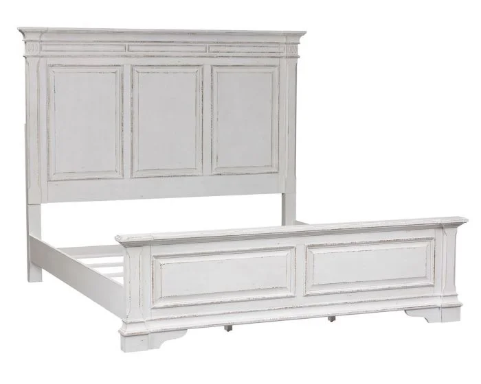 Liberty Furniture Abbey Park King Panel Bed in Antique White