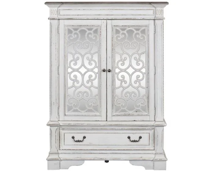 Liberty Furniture Abbey Park Mirrored Door Chest in Antique White
