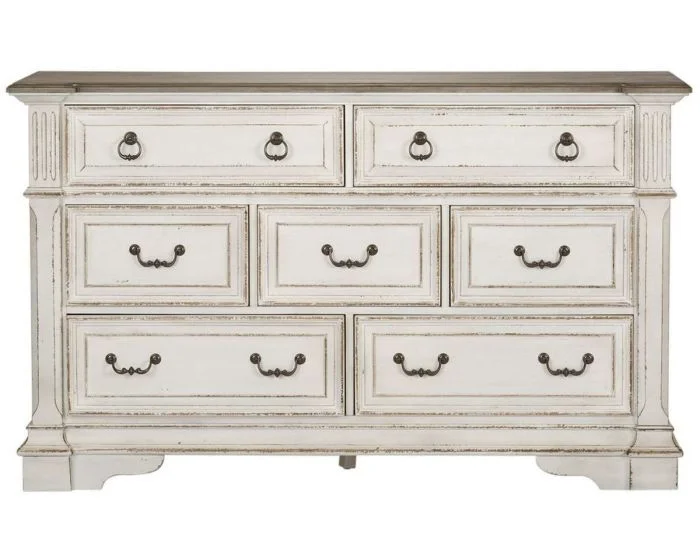 Liberty Furniture Abbey Park Seven Drawer Dresser in Antique White