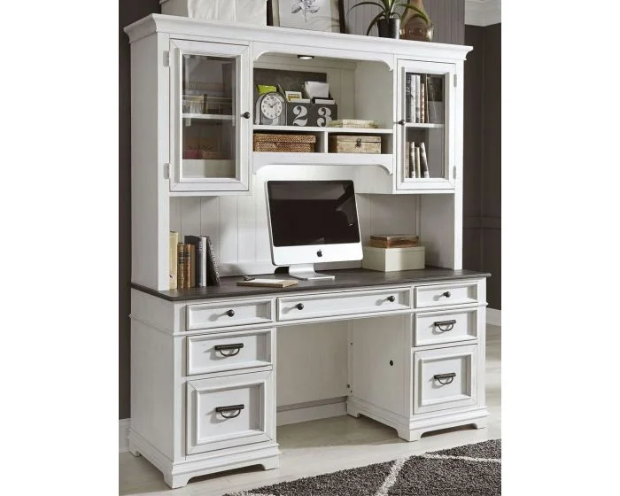 Liberty Furniture Allyson Park Jr. Executive Credenza with Hutch in White