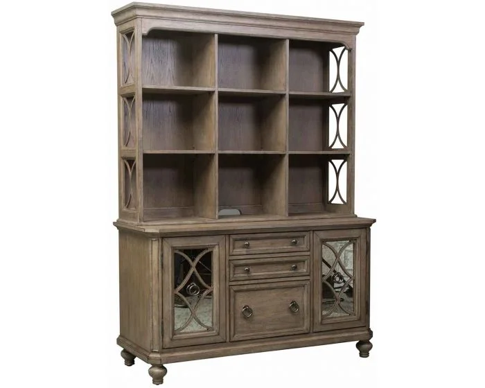 Liberty Furniture Simply Elegant Credenza With Hutch in Heathered Taupe
