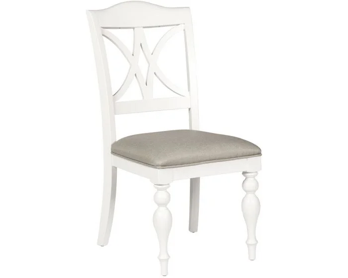 Liberty Furniture Summer House Slat Back Side Chair in Oyster White