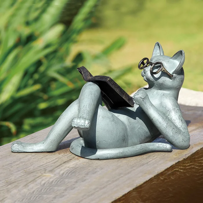 Literary Cat Garden Sculpture By SPI HOME – 10in Height