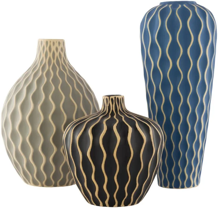 Livabliss – Waves Vase – Gray – WVS002-SET