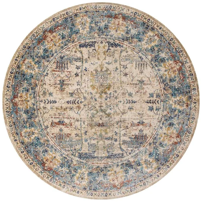 Loloi – Anastasia Sand / Lt. Blue 5-3in x 5-3in Round Area Rug – ANASAF-07SALB530R