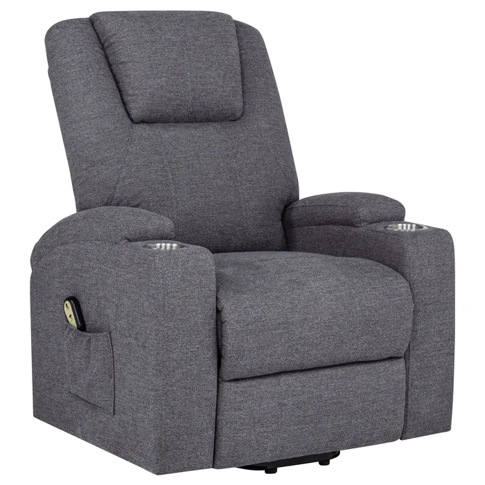 Louie Chenille Upholstered Power Lift Massage Chair Grey