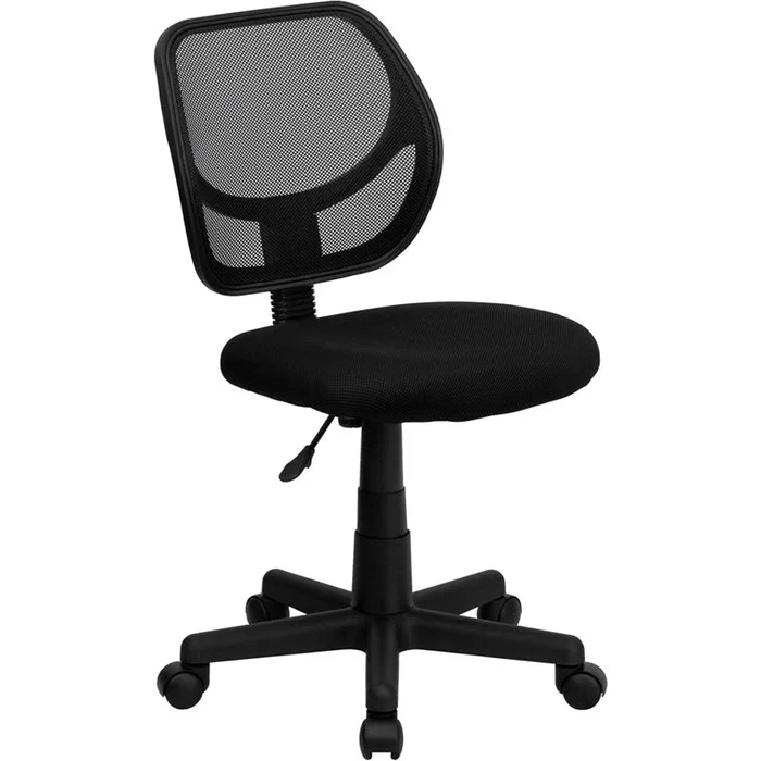 Low Back Black Mesh Swivel Task Office Chair With Curved Square Back By Flash Furniture – Black