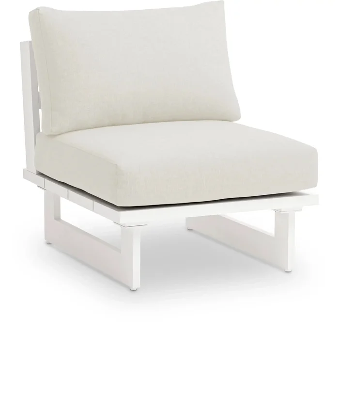 Maldives – Water Resistant Outdoor Patio Armless Chair With White Frame