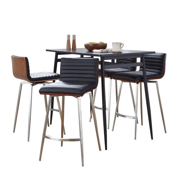 Marcel Mason – 5 Piece Swivel Contemporary Design Counter Height Dining Set