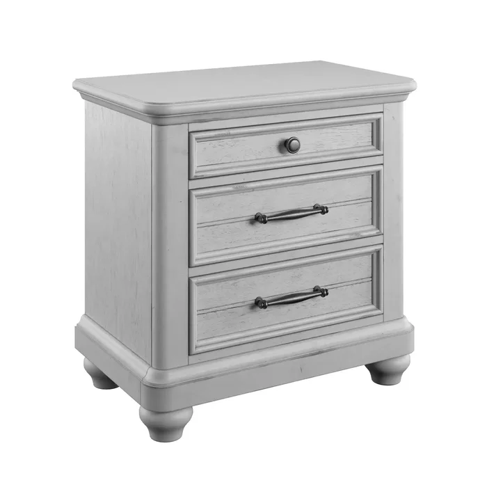 Mariano – 3 Drawer Nightstand With USB – Gray