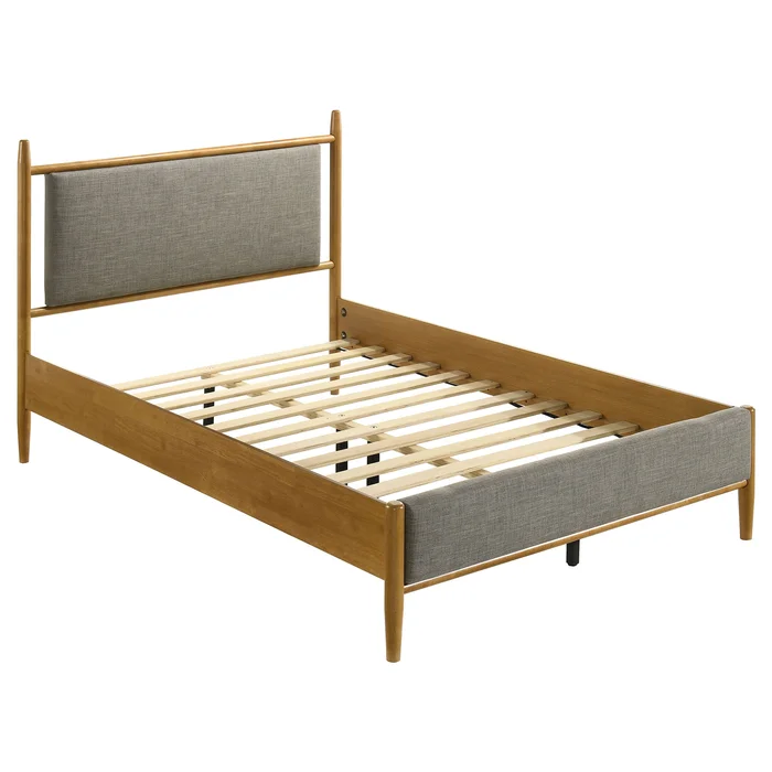 Mason 46-inch Full Panel Platform Bed Grey and Light Brown