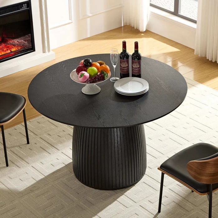 MDF Dining Table, 47.24 inch, Small Space, Black