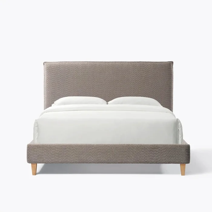 Meadow Queen Modern Taupe Upholstered Platform Bed