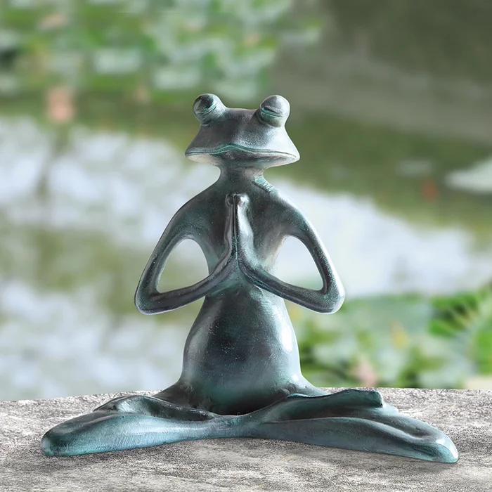 Meditating Yoga Frog Garden Sculptures By SPI Home – 11in Height