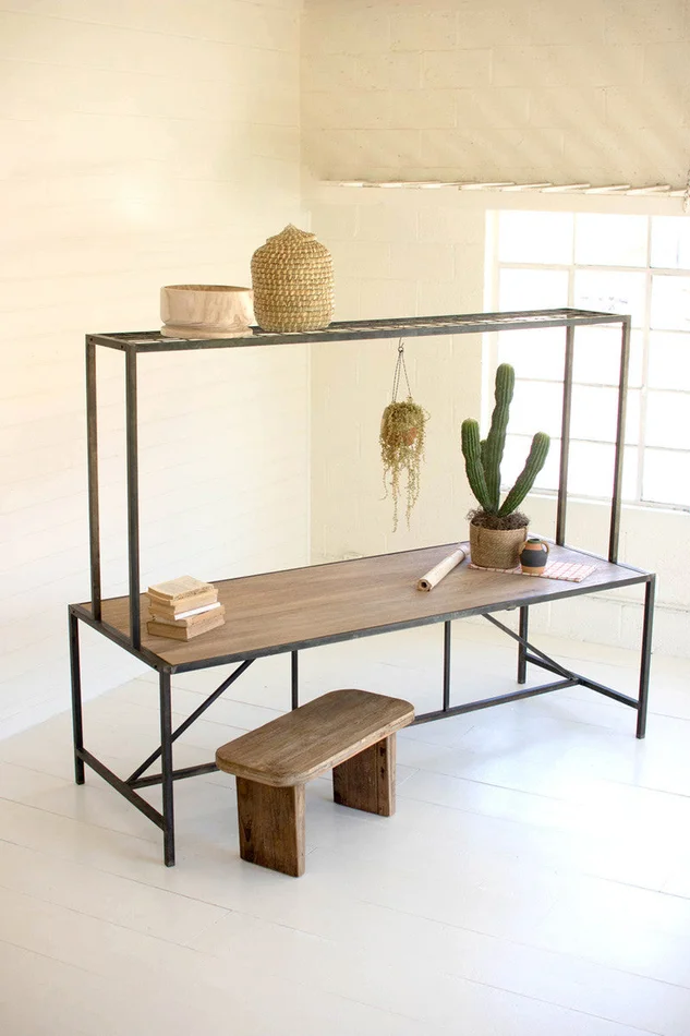 Metal Store Display Table With Wooden Top By Kalalou
