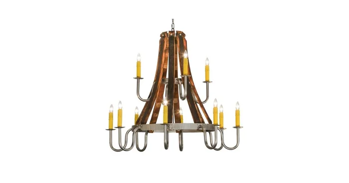 Meyda Tiffany Barrel Stave Madera 12 Light 44″ Wide Taper Candle Style Chandelier