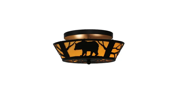 Meyda Tiffany Bear on the Loose 2 Light 16″ Wide Semi-Flush Ceiling Fixture