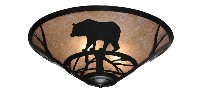 Meyda Tiffany Bear on the Loose 3 Light 22″ Wide Flush Mount Ceiling Fixture