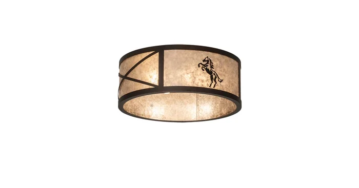 Meyda Tiffany Black Stallion 4 Light 24″ Wide Flush Mount Drum Ceiling Fixture