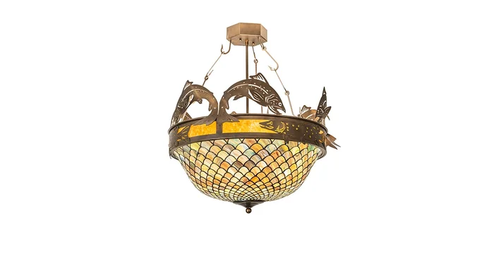 Meyda Tiffany Catch of the Day 4 Light 30″ Wide Semi-Flush Bowl Ceiling Fixture