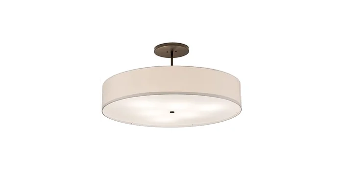 Meyda Tiffany Cilindro 6 Light 42″ Wide Semi-Flush Drum Ceiling Fixture with Eggshell Shade – Bronze Finish