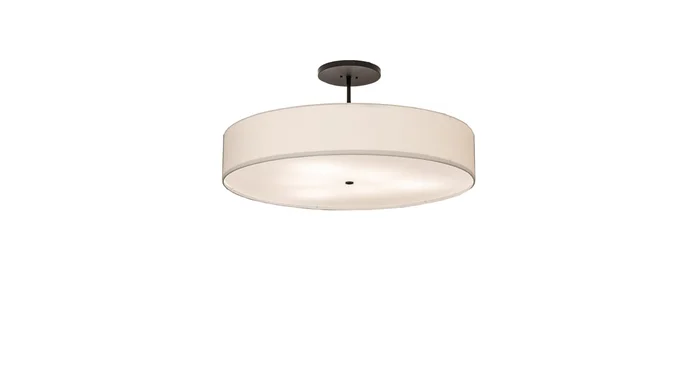 Meyda Tiffany Cilindro 6 Light 42″ Wide Semi-Flush Drum Ceiling Fixture with White Shade – Bronze Finish