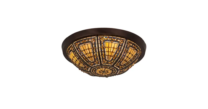 Meyda Tiffany Fleur-de-lis 4 Light 26″ Wide Flush Mount Bowl Ceiling Fixture