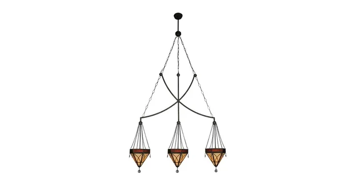 Meyda Tiffany Larkfield 3 Light 62″ Wide Linear Pendant