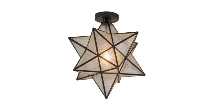 Meyda Tiffany Moravian Star 18″ Wide Semi-Flush Ceiling Fixture – Craftsman Brown Finish