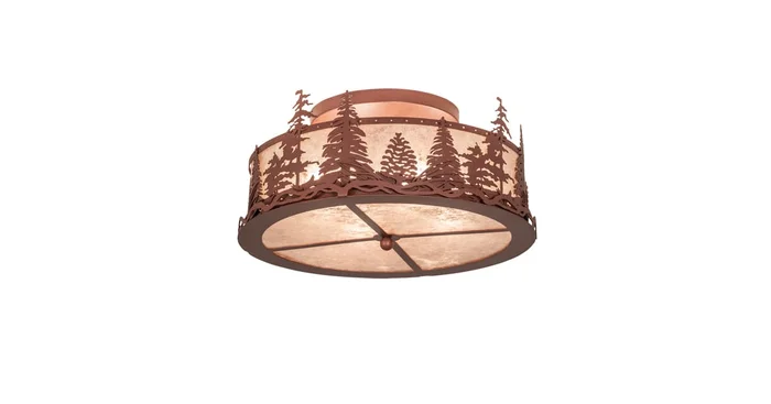 Meyda Tiffany Tall Pines 4 Light 22″ Wide Semi-Flush Drum Ceiling Fixture