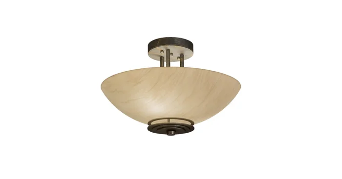 Meyda Tiffany Thurston 2 Light 15″ Wide Semi-Flush Bowl Ceiling Fixture – French Bronzed Finish – GU24 Bulb Base