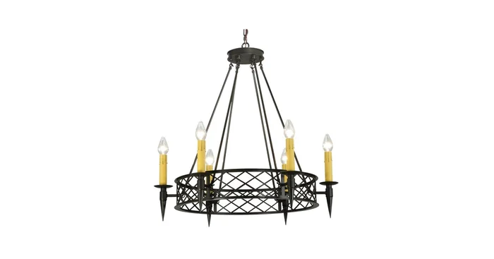 Meyda Tiffany Topridge 6 Light 33″ Wide Taper Candle Style Chandelier
