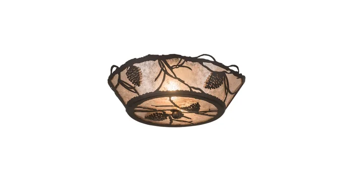 Meyda Tiffany Whispering Pines 2 Light 6-1/4″ Tall Semi-Flush Ceiling Fixture – Oil Rubbed Bronze Finish