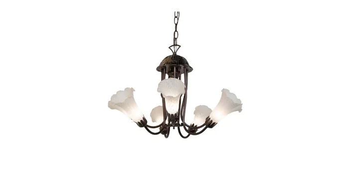 Meyda Tiffany White Tiffany 7 Light 24″ Wide Chandelier